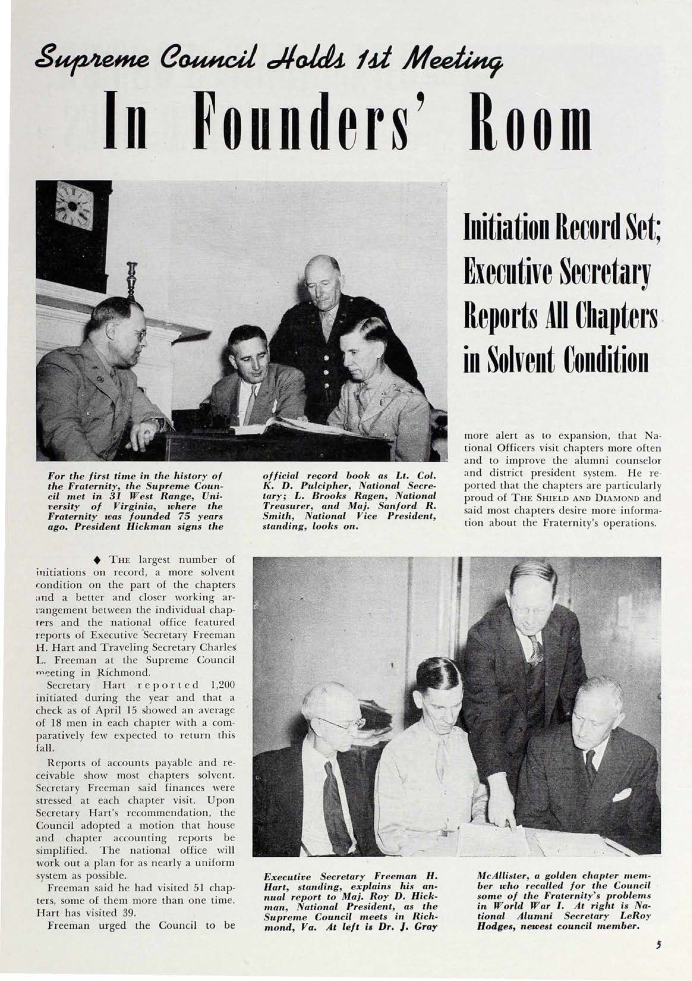 Supreme Council Holds 1st Meeting; In Founders' Room